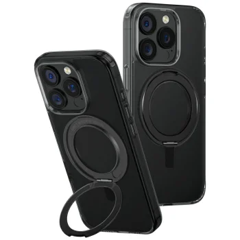 Uniq Swivix 360 vāciņš ar rotējošu statīvu iPhone 16 Pro, melns