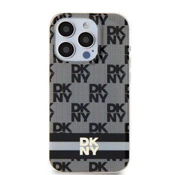 DKNY iPhone 15 vāciņš IML Checkered Mono Pattern MagSafe, melns