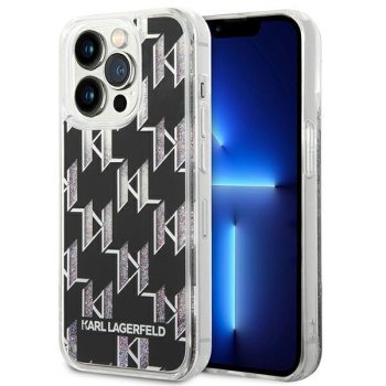 Karl Lagerfeld Liquid Glitter Monogram Case for iPhone 14 Pro, Black