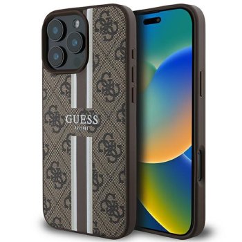 Guess 4G Printed Stripes MagSafe vāciņš iPhone 16 Pro Max - brūns | Phone Case Cover Brown