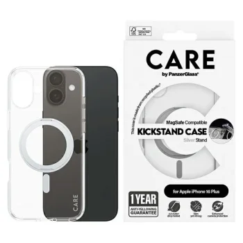 PanzerGlass iPhone 16 Plus vāciņš CARE Feature Kickstand MagSafe, sudraba