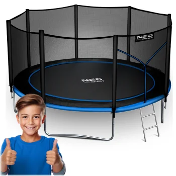 Neo-Sport dārza batuts 374 cm (12 ft) ar ārējo tīklu un kāpnēm