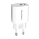 Wozinsky WGWCW USB-A USB-C 20W tīkla lādētājs, balts