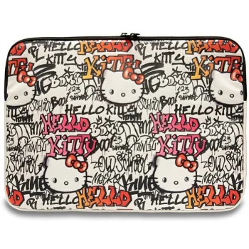 Hello Kitty klēpjdatora maciņš 14" Zip PU Tags Graffiti, bēšs
