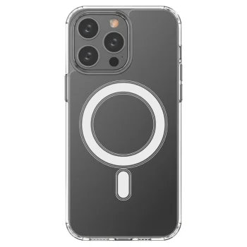 Прозрачный магнитный чехол с MagSafe для iPhone 14 Pro Max с серебряным...