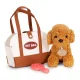 Plush Toy Dog in Purse Brown Poodle with Grooming Brush