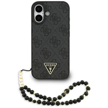 Чехол Guess 4G Strap Triangle Logo MagSafe для iPhone 17 – чёрный