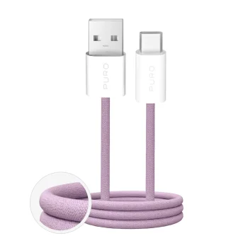 Кабель USB-A - USB-C Puro Fabrik 2.0 плетеный 1.5м 10Вт, розовый
