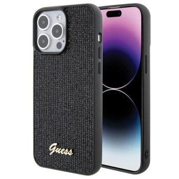 Guess Disco Metal Script telefona vāciņš iPhone 15 Pro Max - melns | case for black