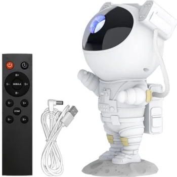 Izoxis LED zvaigžņu projektors - nakts lampa Astronauts, balts