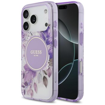Guess IML Flower & Tonal Circle MagSafe vāciņš iPhone 17 Pro – violets | Phone Case Cover