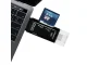 Kompakts SD un MicroSD karšu lasītājs ar USB, USB-C, Micro USB, melns
