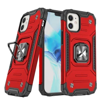 Wozinsky Ring Armor iPhone 14 vāciņš ar gredzenu un statīva funkciju, sarkans
