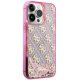 Guess iPhone 14 Pro Case Liquid Glitter 4G Translucent, Pink