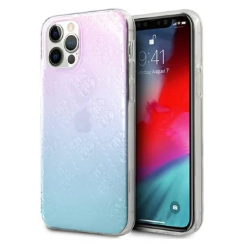 Чехол Guess для iPhone 12 Pro Max 4G 3D Pattern, синий/розовый