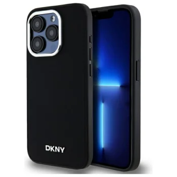 Чехол DKNY для iPhone 15 Pro Max Plain Silver MagSafe Logo, черный