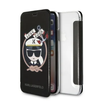 Чехол-книжка Karl Lagerfeld Signature Glitter для iPhone X / XS, черный