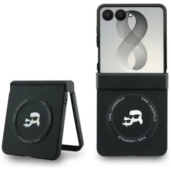 Karl Lagerfeld Karl&Choupette Pins MagSafe vāciņš priekš Samsung Galaxy Z Flip 8, melns