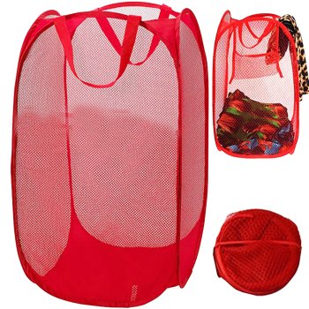 Folding Organizer, Basket, Bag for storing toys, clothes, Red (47x26x26cm)