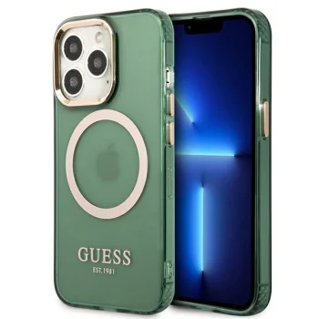 Apple iPhone 13 Pro 6.1'' Guess Gold Outline Translucent MagSafe Case Cover (GUHMP13LHTCMA), Green | Telefona Maciņš...