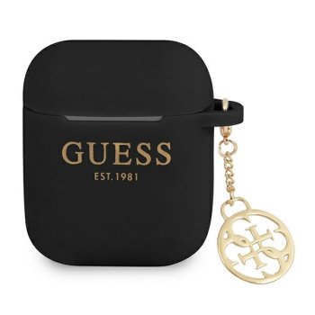 Guess GUA2LSC4EK Silicone Charm 4G maciņš Apple AirPods 1/2 Melns
