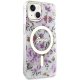 Guess iPhone 14 Plus vāciņš Flower MagSafe, caurspīdīgs
