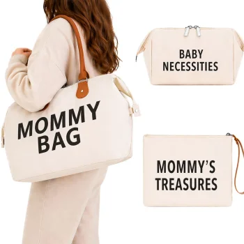 Сумка для мамы Mommy Bag 3в1 с косметичкой и органайзером, Бежевая