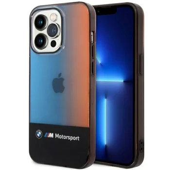 BMW iPhone 14 Pro Max Case Half Tricolor, Black