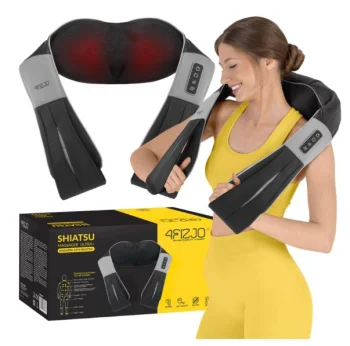4Fizjo Shiatsu ULTRA+ Šiacu Sildošs Kakla Muguras Plecu 3D Masažieris Masieris Visam Ķermenim | Back Shoulder Neck...