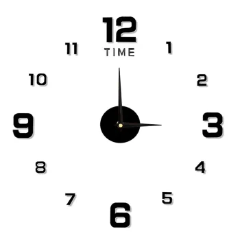 3D Wall Clock XXL 130 cm Black