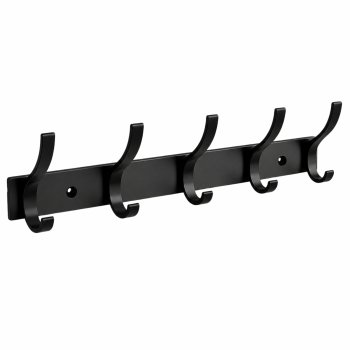 Wall-Mounted Clothes Rack, 10 Hooks, Matte Black