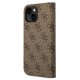 Guess iPhone 14 Wallet Case 4G Vintage Gold Logo, Brown