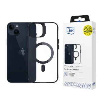 Чехол 3mk Protection для iPhone 14 Plus Satin Armor MagCase, прозрачный с черной рамкой