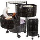 Kitchen shelf cabinet on wheels bookcase mobile cart table 3 levels basket