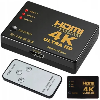 HDMI переключатель сплиттер 3x1 4K UHD с ИК-пультом