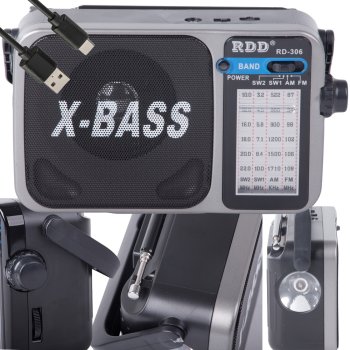 Portable AM/FM Jobsite and Kitchen Radio RDD RD-306 with Flashlight, grey