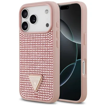 Guess Rhinestone Triangle Logo vāciņš Apple iPhone 17 Pro - Rozā