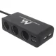 Разветвитель прикуривателя Maclean MCE117, 3 гнезда, 4x USB, вольтметр, 120W