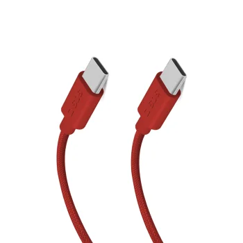 Sbs USB-C uz USB-C kabelis 1.5m 60W ar auduma pinumu, sarkans