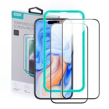 Apple iPhone 15 Plus 6.7'' ESR Armorite Tempered Glass Screen Protector, Black, 2 pcs.