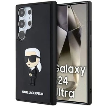 Karl Lagerfeld Samsung Galaxy S24 Ultra vāciņš 3D Rubber Ikonik, melns