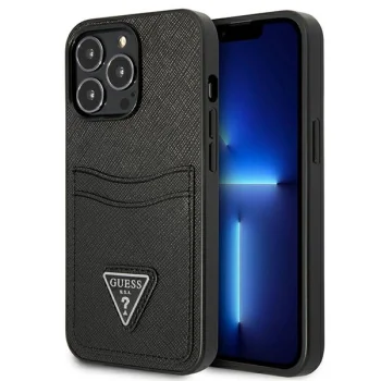 Apple iPhone 13 Pro 6.1" Guess Saffiano Triangle Logo Cardslot Case Cover, Black | Чехол Кейс Бампер...