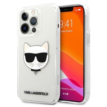 Karl Lagerfeld iPhone 13 Pro Max vāciņš Choupette Head, caurspīdīgs