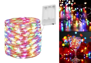 Ziemassvētku Virtene 100 LED Lampiņas Gaismas uz Baterijām, Daudzkrāsaina | Battery Operated String Christmas Fairy...