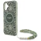 Guess iPhone 16 Plus Case IML Flowers Allover Electro with Pearl Strap, Green