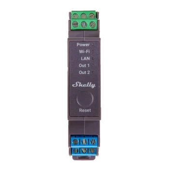 Shelly Pro 2 divu kanālu DIN sliedes relejs, WiFi/LAN