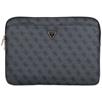 Guess Sleeve 4G rāvējslēdzēja kabatas Triangle Logo 14" klēpjdatora soma - Melna | Zipper Pocket Laptop Bag Black