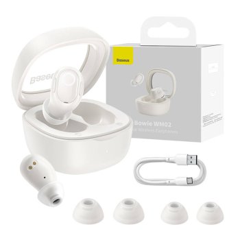 Bezvadu austiņas Baseus Bowie WM02 TWS, Bluetooth 5.0 (baltas) | Wireless headphones (white)