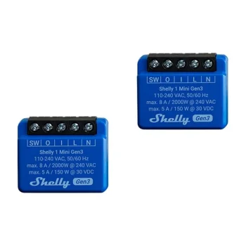 Viedais Kontrolieris Shelly 1 Mini Gen3 2 Gab. WiFi/Bluetooth