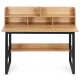Datorgalds ar plauktiem 120x60 cm ModernHome loft stilā, gaišs ozols